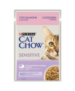 Cat Chow Sensitive gato adulto salmão e curgete húmida